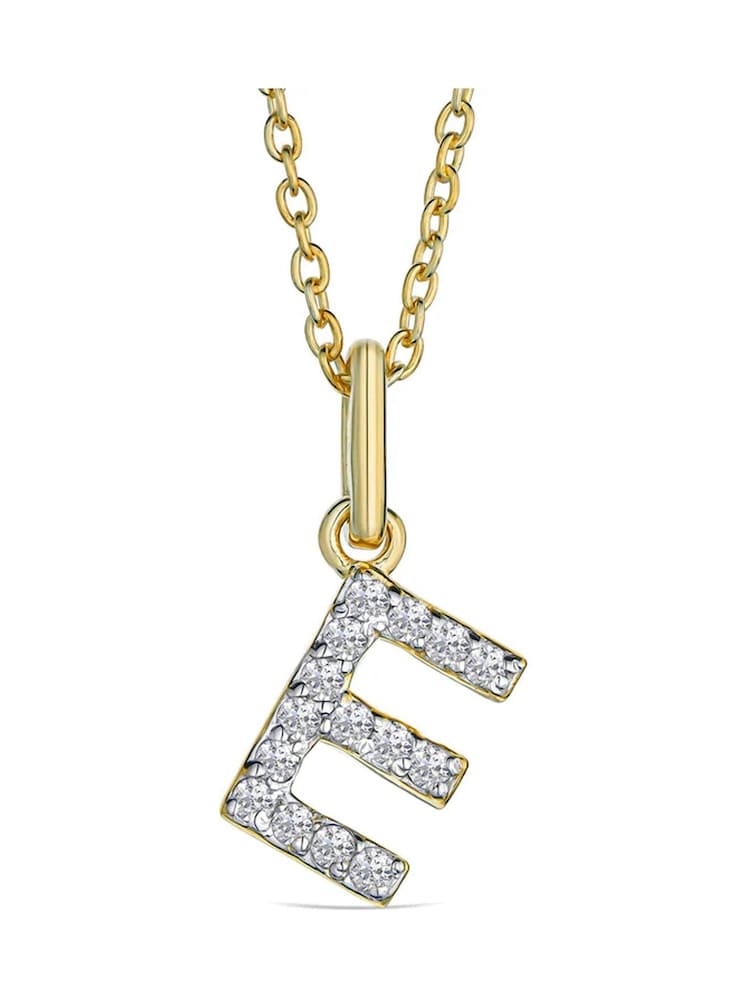 The Diamond Store White Love Letter Initial 0.10ct Lab Diamond Necklace in 18K Gold Vermeil - Image 1 of 2