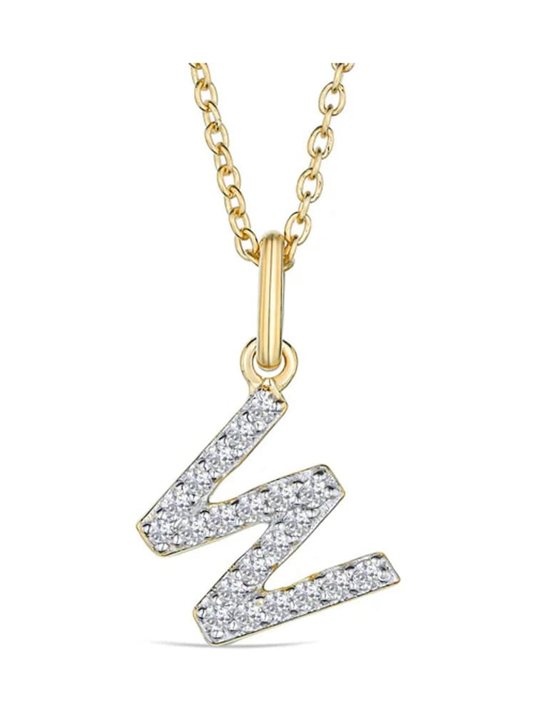 The Diamond Store White Love Letter Initial 0.10ct Lab Diamond Necklace in 18K Gold Vermeil - Image 1 of 2