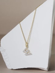 The Diamond Store White Love Letter Initial 0.10ct Lab Diamond Necklace in 18K Gold Vermeil - Image 2 of 2