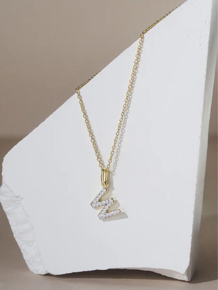 The Diamond Store White Love Letter Initial 0.10ct Lab Diamond Necklace in 18K Gold Vermeil - Image 2 of 2