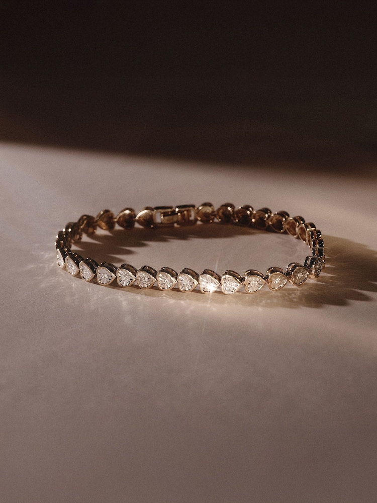 The Diamond Store Gold Heart 0.15ct H/SI Lab Diamond Tennis Bracelet  in 18K Gold Vermeil - Image 1 of 6