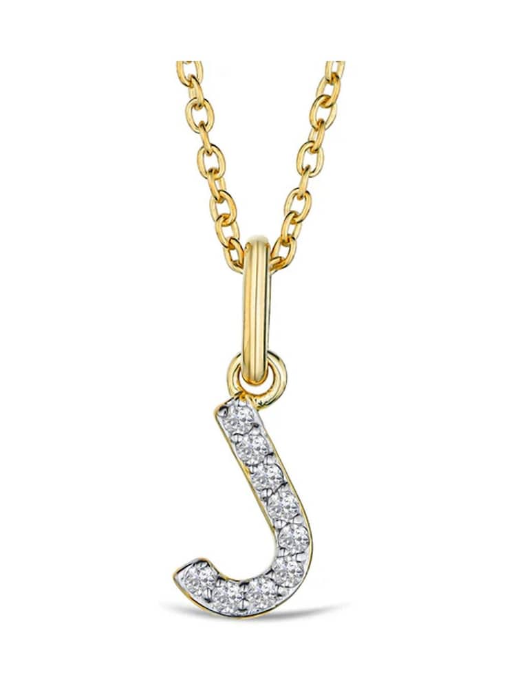 The Diamond Store White Love Letter Initial 0.10ct Lab Diamond Necklace in 18K Gold Vermeil - Image 1 of 1