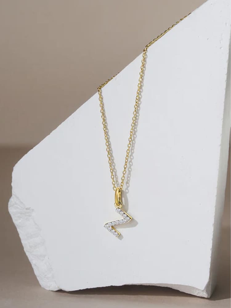 The Diamond Store White Love Letter Initial 0.10ct Lab Diamond Necklace in 18K Gold Vermeil - Image 2 of 2