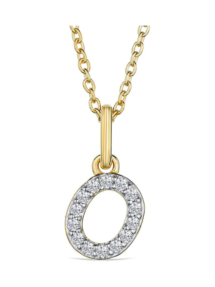 The Diamond Store White Love Letter Initial 0.10ct Lab Diamond Necklace in 18K Gold Vermeil - Image 1 of 2