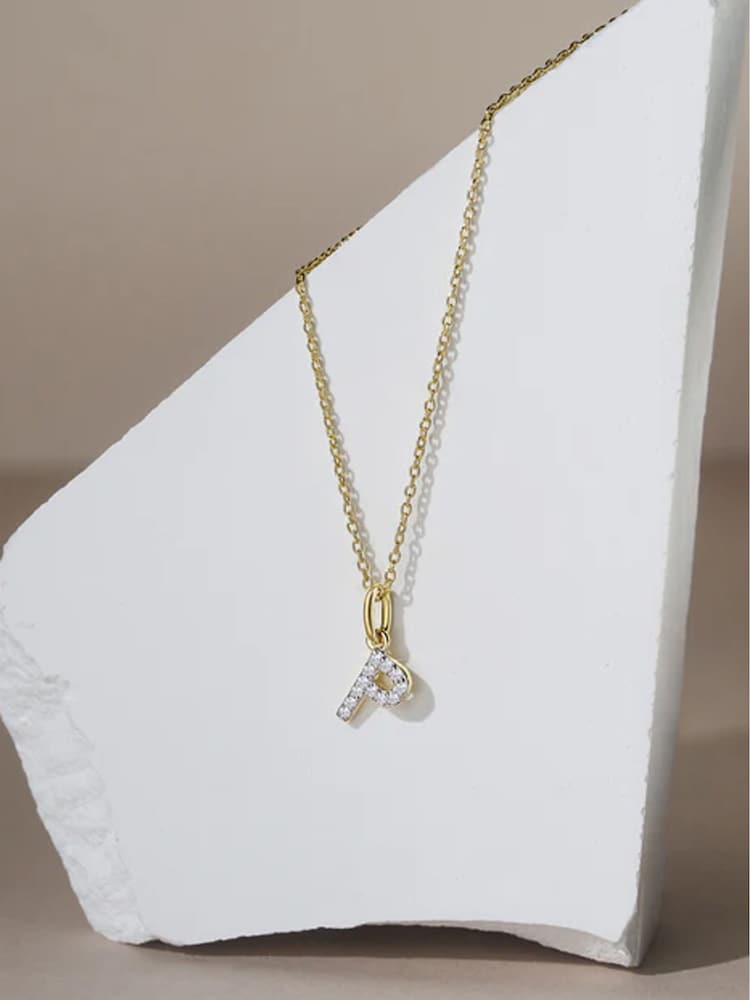 The Diamond Store White Love Letter Initial 0.10ct Lab Diamond Necklace in 18K Gold Vermeil - Image 2 of 2
