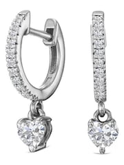The Diamond Store White Stellato 0.50ct  Heart Huggies Earrings Lab Diamond in Silver - Image 1 of 5