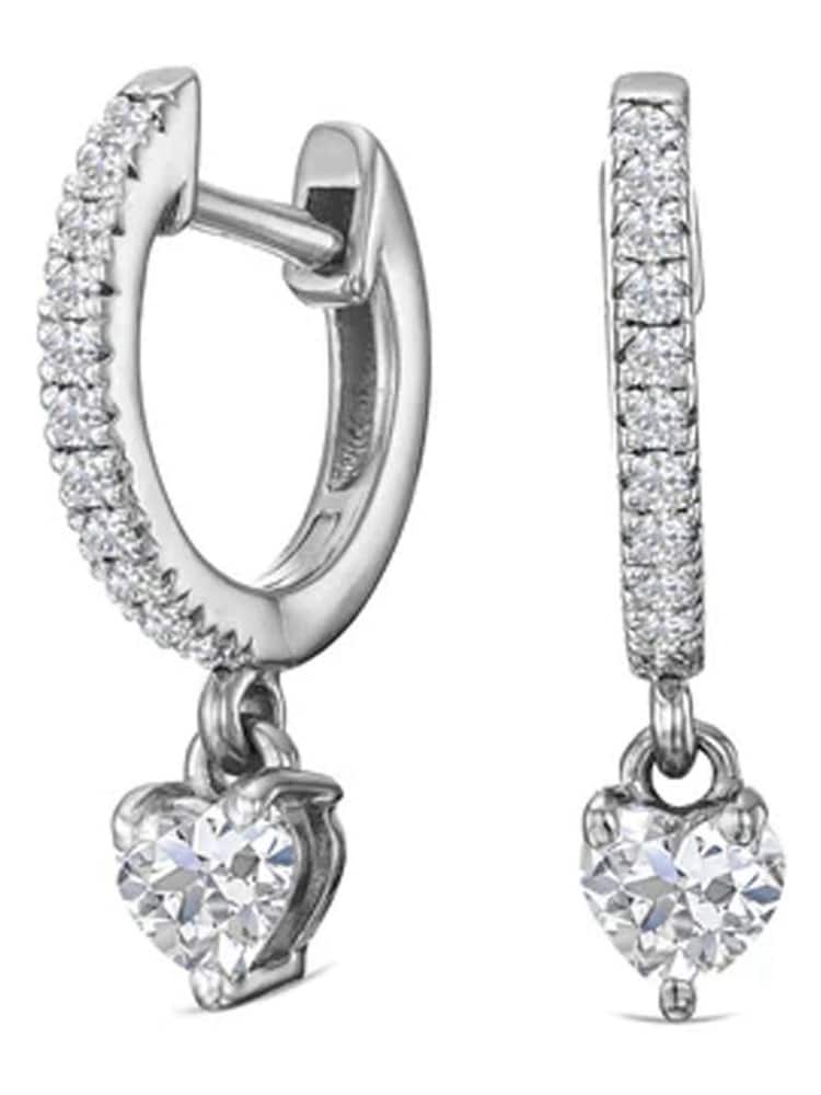 The Diamond Store White Stellato 0.50ct  Heart Huggies Earrings Lab Diamond in Silver - Image 1 of 5