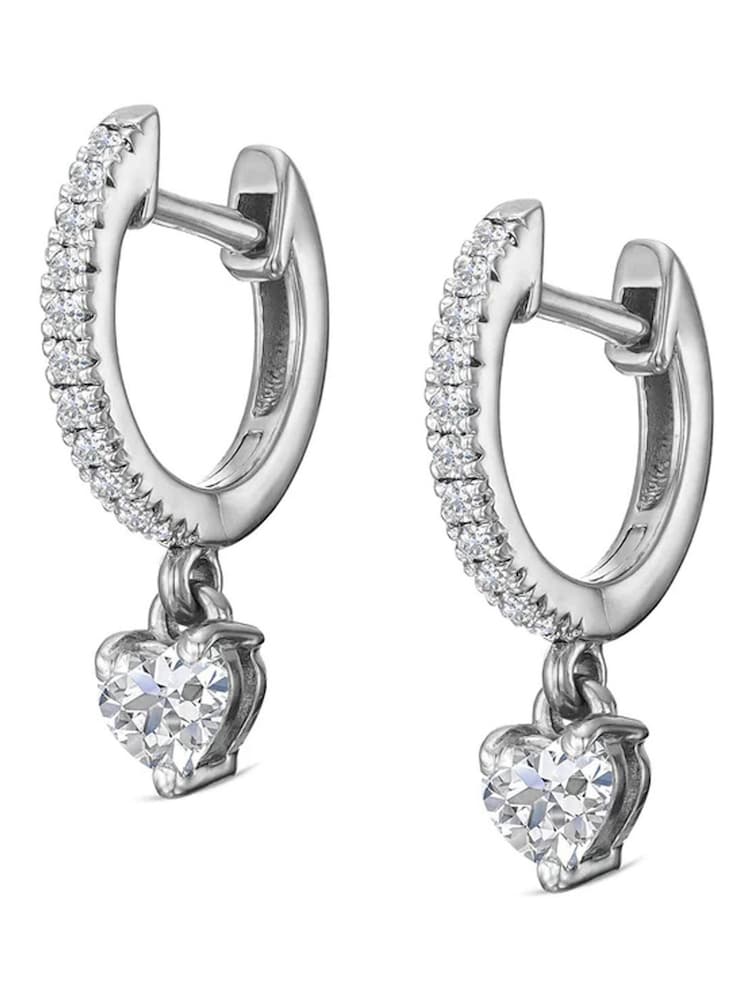 The Diamond Store White Stellato 0.50ct  Heart Huggies Earrings Lab Diamond in Silver - Image 2 of 5