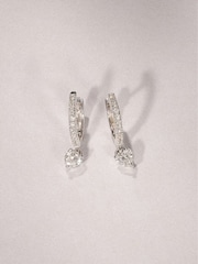 The Diamond Store White Stellato 0.50ct  Heart Huggies Earrings Lab Diamond in Silver - Image 4 of 5