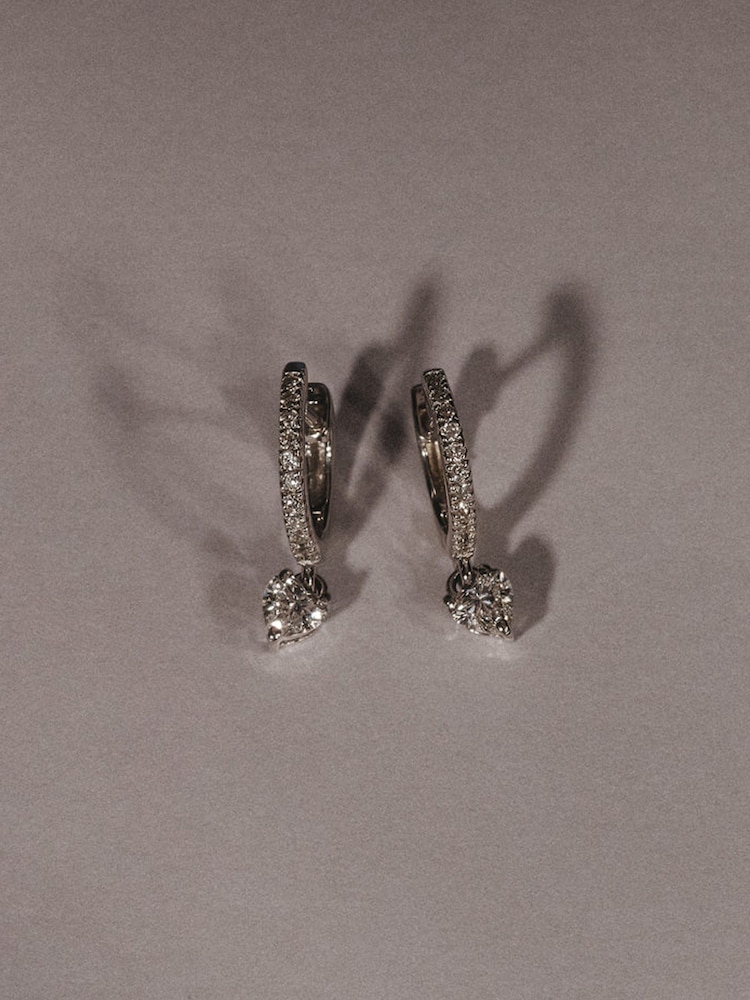 The Diamond Store White Stellato 0.50ct  Heart Huggies Earrings Lab Diamond in Silver - Image 5 of 5