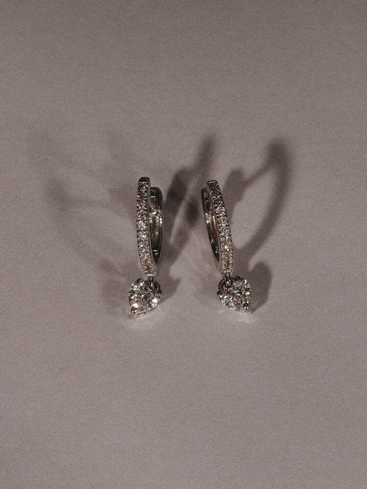 The Diamond Store White Stellato 0.50ct Heart Huggies Earrings Lab Diamond in Silver - Image 5 of 5 The Diamond Store White Stellato 0.50ct Heart Huggies Earrings Lab Diamond in Silver - Image 5 of 5