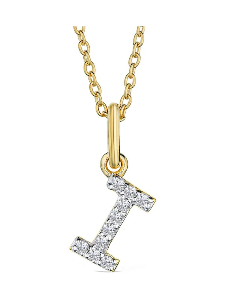 The Diamond Store White Love Letter Initial 0.10ct Lab Diamond Necklace in 18K Gold Vermeil - Image 1 of 1