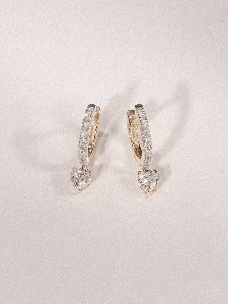 The Diamond Store White Stellato 0.50ct Heart Drop Huggies Earrings Lab Diamond in 18K Gold Vermeil - Image 1 of 5