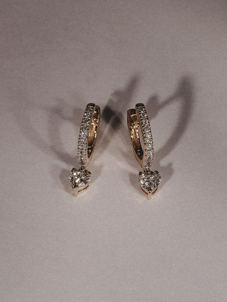 The Diamond Store White Stellato 0.50ct Heart Drop Huggies Earrings Lab Diamond in 18K Gold Vermeil - Image 2 of 5