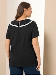 Cromo preto - Yours Curve Peter Pan Lace Collar Top - Imagem 2 de 5