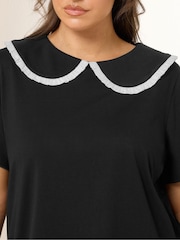 Cromo preto - Yours Curve Peter Pan Lace Collar Top - Imagem 4 de 5