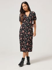 PixieGirl Petite Rose Button Front Midi Tea Dress - Bild 1 von 5