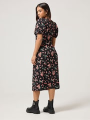 PixieGirl Petite Rose Button Front Midi Tea Dress - Bild 2 von 5