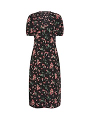 PixieGirl Petite Rose Button Front Midi Tea Dress - Bild 5 von 5