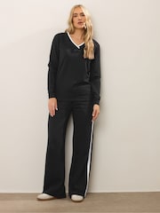 Long Tall Sally Black Ribbed V Crew Neck Sweatshirt - Image 2 of 5