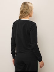 Long Tall Sally Black Ribbed V Crew Neck Sweatshirt - Image 3 of 5