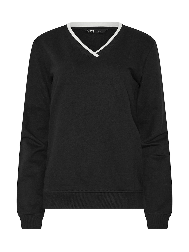 Long Tall Sally Black Ribbed V Crew Neck Sweatshirt - Image 5 of 5