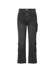 Yours Curve Black Sandblasted Cargo Jeans - Image 5 of 5