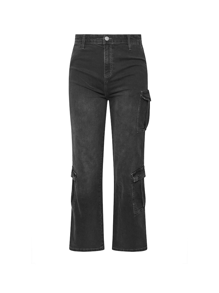 Yours Curve Black Sandblasted Cargo Jeans - Image 5 of 5