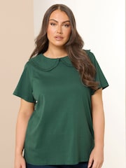 Verde - Yours Curve Peter Pan Lace Collar Top - Imagem 1 de 6