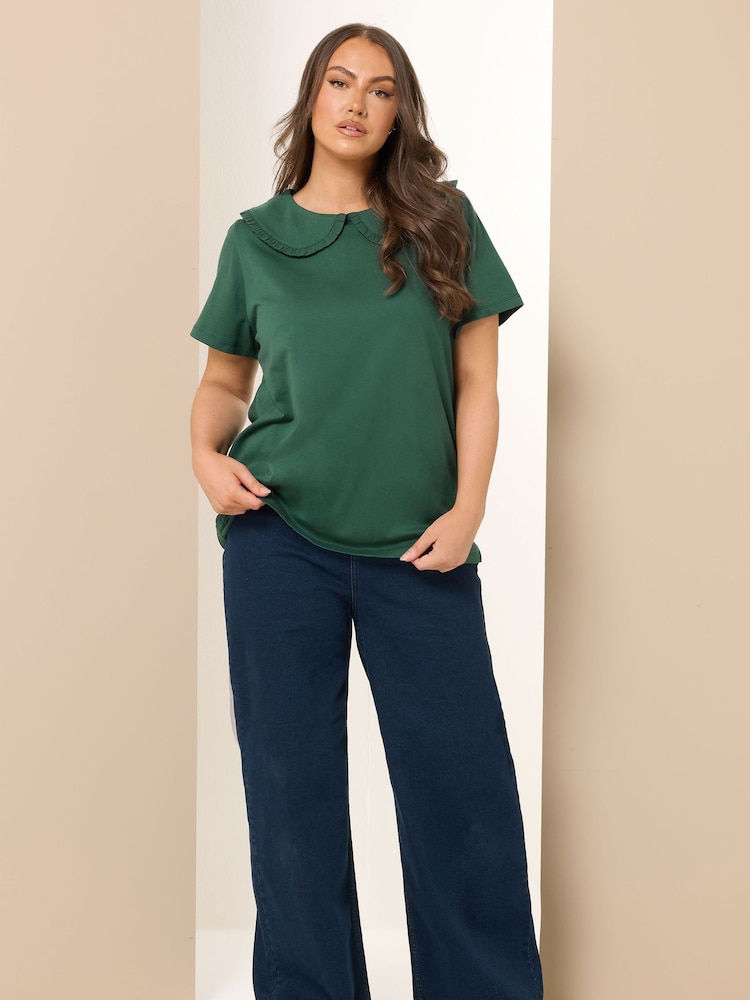 Verde - Yours Curve Peter Pan Lace Collar Top - Imagem 2 de 6