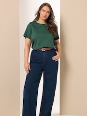 Verde - Yours Curve Peter Pan Lace Collar Top - Imagem 3 de 6