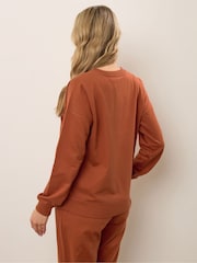 Long Tall Sally Orange Ribbed V Crew Neck Sweatshirt - Image 3 of 5