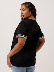 Yours Curve Black Ringer Cherry Varsity Trim T-Shirt - Image 3 of 5