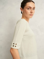 Hobbs White Leanne Knitted Top - Image 3 of 4