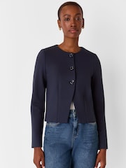 Whistles Blue Anne Ponte Button Jacket - Image 1 of 4