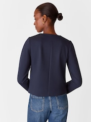 Whistles Blue Anne Ponte Button Jacket - Image 2 of 4