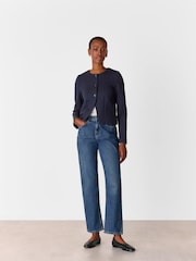 Whistles Blue Anne Ponte Button Jacket - Image 3 of 4