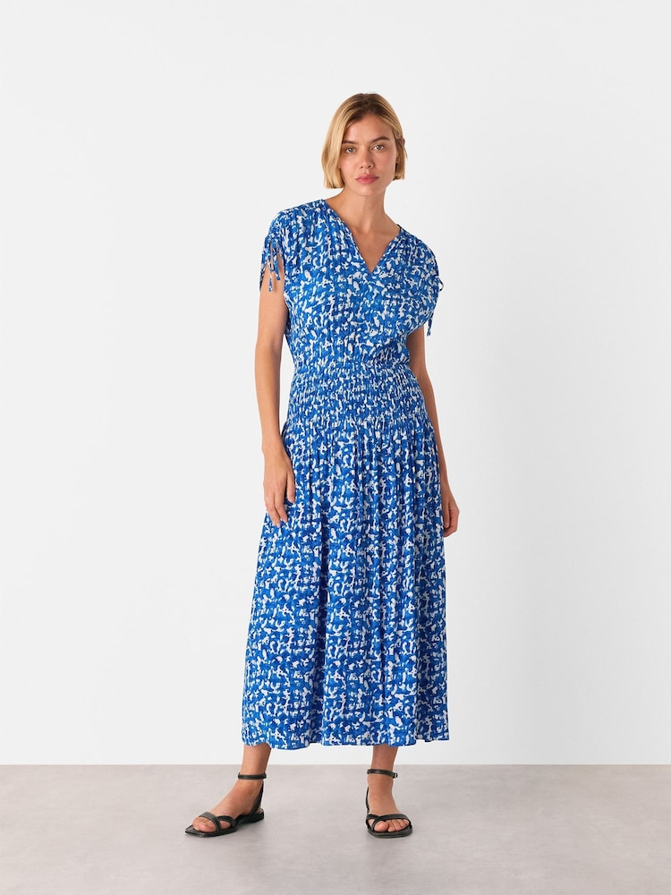 Whistles Blue Brushed Stroke Midi Dress - Image 1 of 6