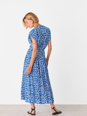 Whistles Blue Brushed Stroke Midi Dress - Image 4 of 6