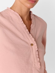 Whistles Pink Textured Frill Blouse - Image 4 of 5