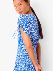 Whistles Blue Petite Brushed Stroke Midi Dress - Image 4 of 5