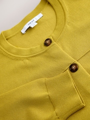 Citrine Yellow Smart Knit Button Up Pocket Bomber Cardigan - Image 6 of 7