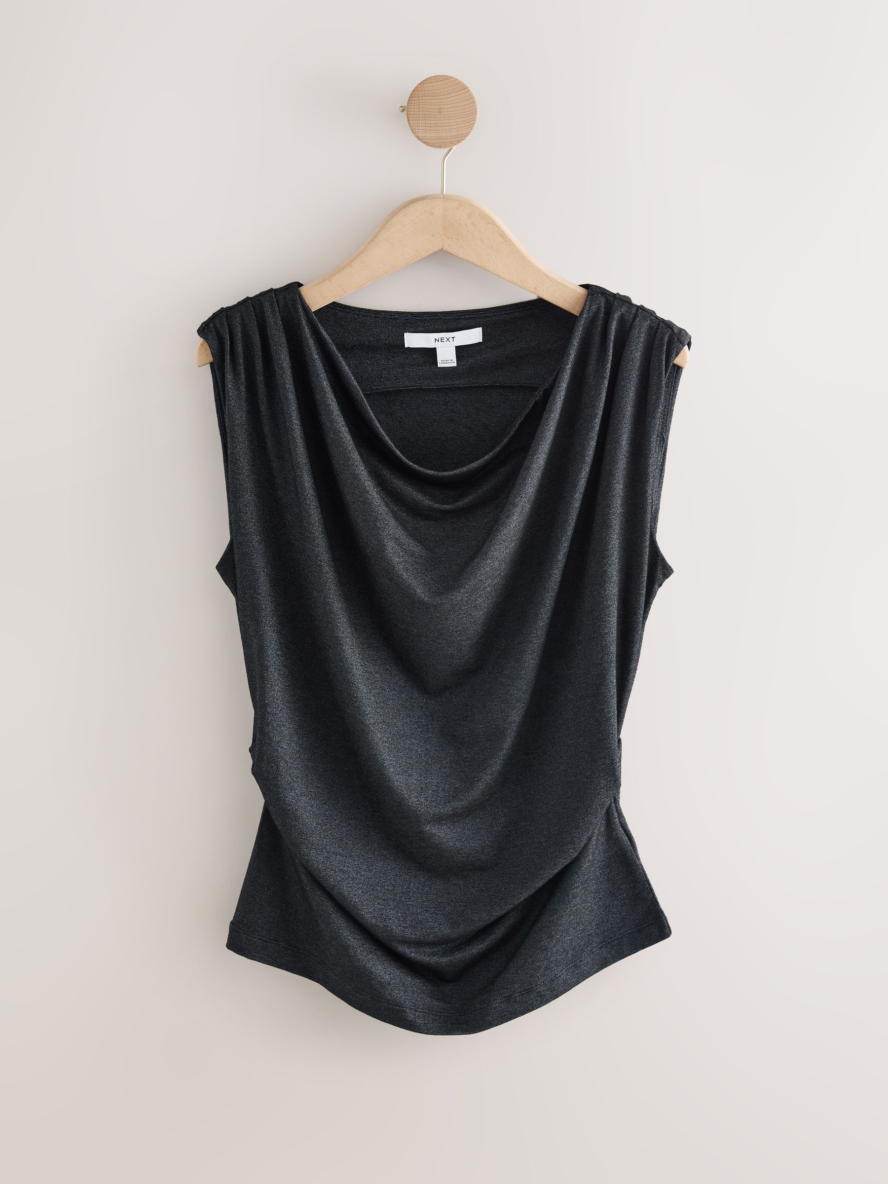 Buy Navy Draped Sleeveless Sparkle Metallic Top from Next USA
