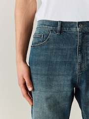 Green Tint Straight Fit Stretch Denim Shorts - Image 3 of 10