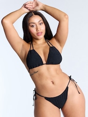 Boux Avenue Ibiza Texture Triangle Black Bikini Top - Image 1 of 5