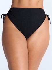 Preto - Boux Avenue Amalfi Texture Ruched High Waist Bikini Briefs - Imagem 1 de 2