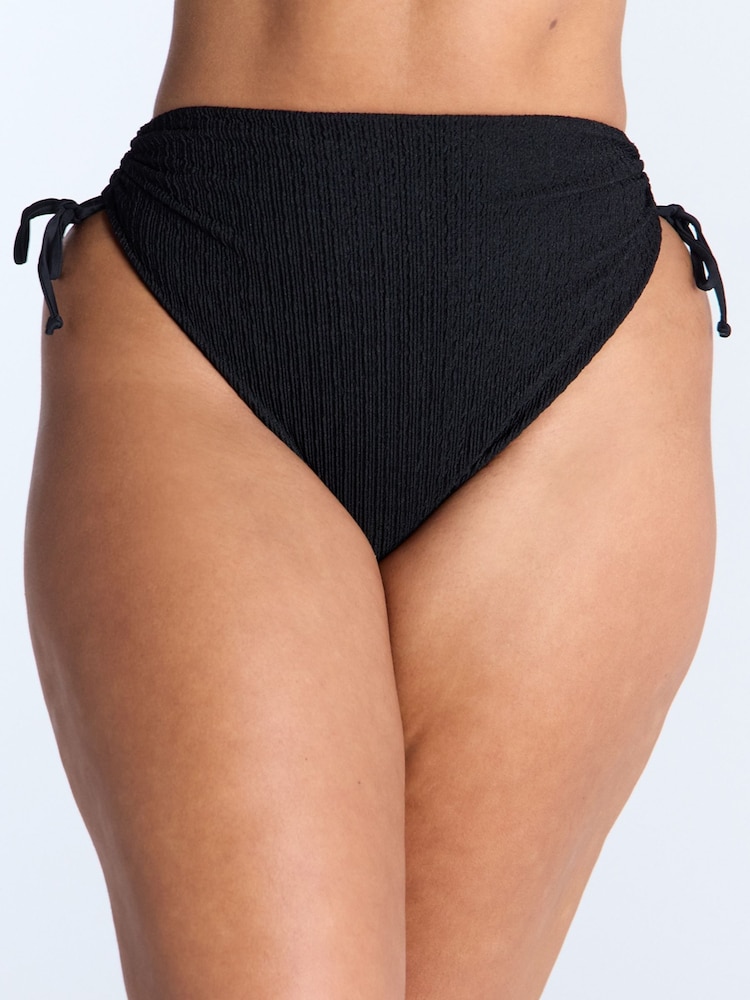 Preto - Boux Avenue Amalfi Texture Ruched High Waist Bikini Briefs - Imagem 1 de 2