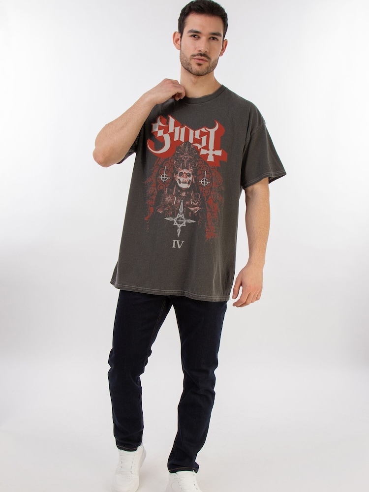 Brands In Grey Ghost Stained Glass Vintage Music T-Shirt - Image 2 of 4