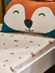 Catherine Lansfield Cream Fox and Woodland Friends Fitted Sheet - Image 1 of 2