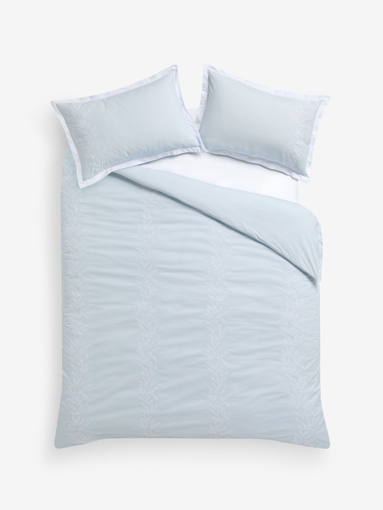 Nina Campbell Blue Fleur Embroidered 200 Thread Count Duvet Cover and Pillowcase Set - Image 4 of 4